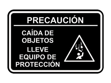 Signs ByLITA Classic Framed Precaución Caída de Objetos Lleve Equipo de protección Door or Wall Sign Easy Installation | Health And Safety | Building And Hospitality